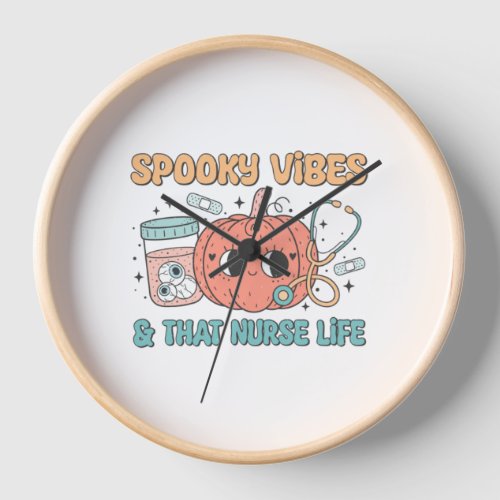 Halloween Nurse Life Illustration Spooky Vibes   Clock
