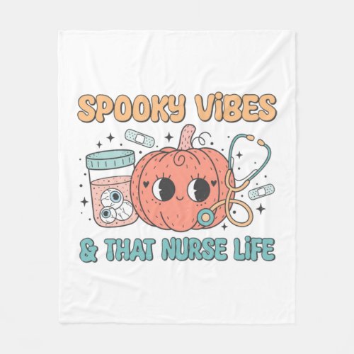 Halloween Nurse Life Illustration Spooky Vibes   Fleece Blanket