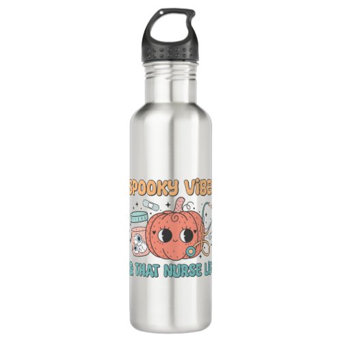 Halloween Nurse Life Illustration Spooky Vibes   Stainless Steel Water Bottle