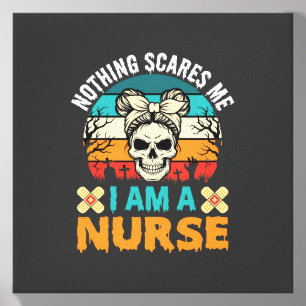 Halloween Nurse Nothing Scares Me Skull Canvas Photo Tile