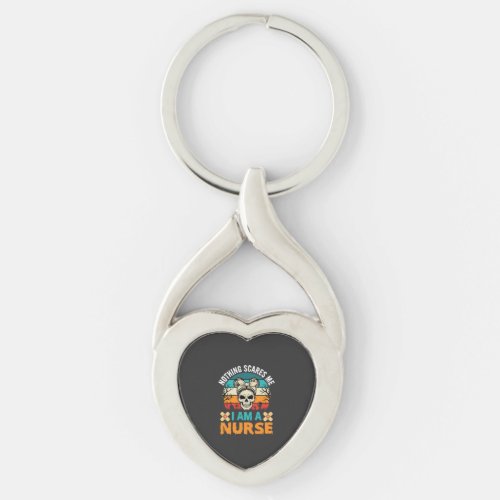 Halloween Nurse Nothing Scares Me Skull Keychain