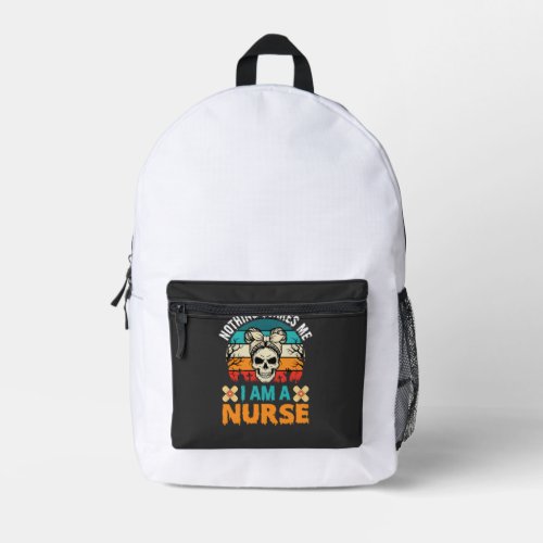 Halloween Nurse Nothing Scares Me Skull Printed Backpack