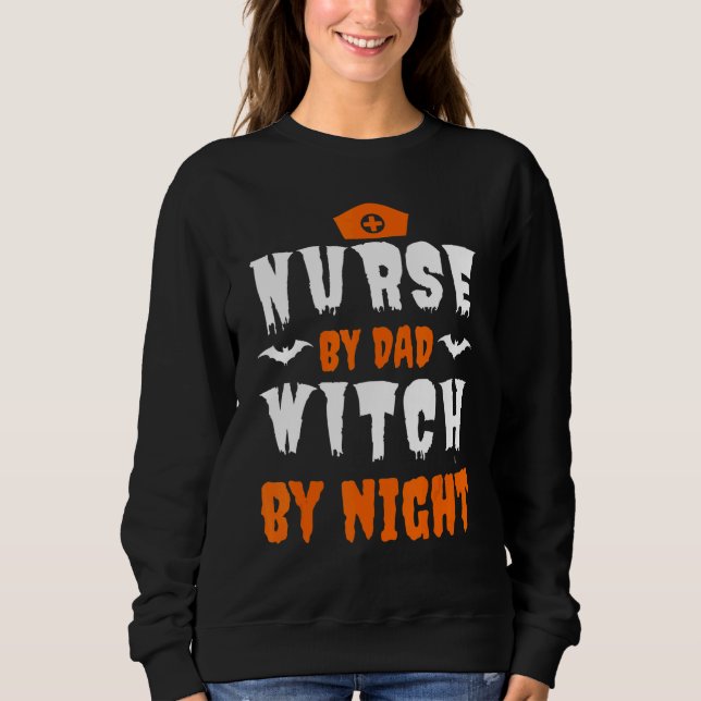 Halloween Nurse Nursing Cute Health Worker Hallowe Sweatshirt (Front)