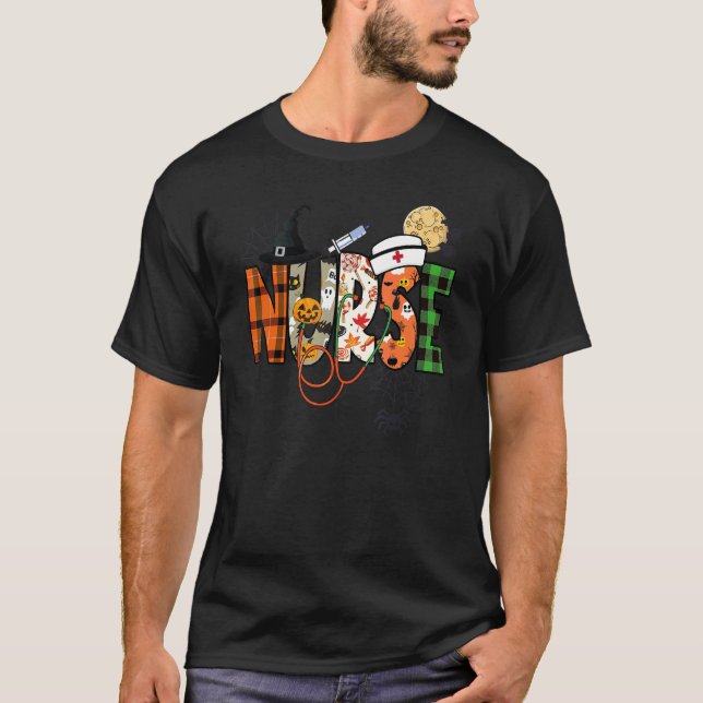 Halloween Nurse Nursing Cute Health Worker Hallowe T-Shirt (Front)
