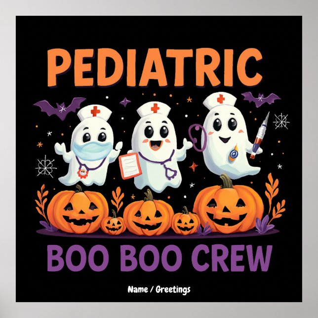 Halloween Nurse Pediatric Boo Boo Crew Funny Spook Poster (Front)