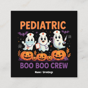 Halloween Nurse Pediatric Boo Boo Crew Funny Spook Square Business Card