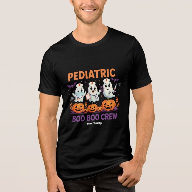 Halloween Nurse Pediatric Boo Boo Crew Funny Spook Tri-Blend Shirt (Front)