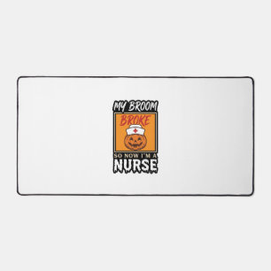 Halloween Nurse Pumpkin Broom Broke Vintage Shirt Desk Mat