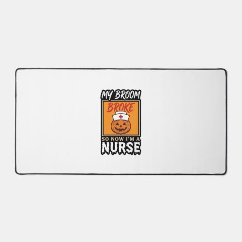 Halloween Nurse Pumpkin Broom Broke Vintage Shirt  Desk Mat