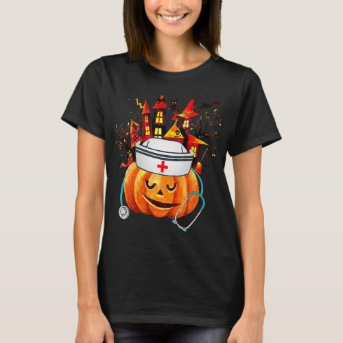 Halloween Nurse Pumpkins Halloween Costume Apparel T_Shirt