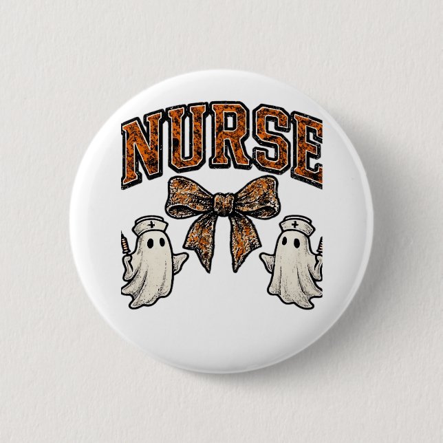 Halloween Nurse Scary Coquette Bow Classic T-Shirt Button (Front)