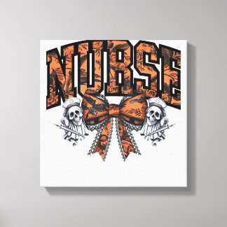 Halloween Nurse Scary Coquette Bow Classic T-Shirt Canvas Print
