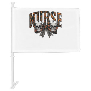 Halloween Nurse Scary Coquette Bow Classic T-Shirt Car Flag