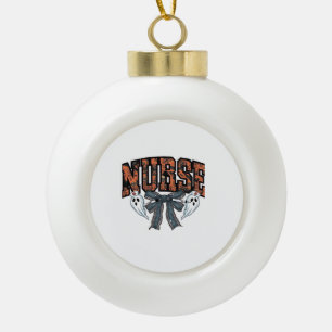 Halloween Nurse Scary Coquette Bow Classic T-Shirt Ceramic Ball Christmas Ornament