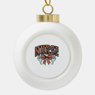 Halloween Nurse Scary Coquette Bow Classic T-Shirt Ceramic Ball Christmas Ornament