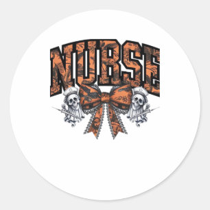 Halloween Nurse Scary Coquette Bow Classic T-Shirt Classic Round Sticker