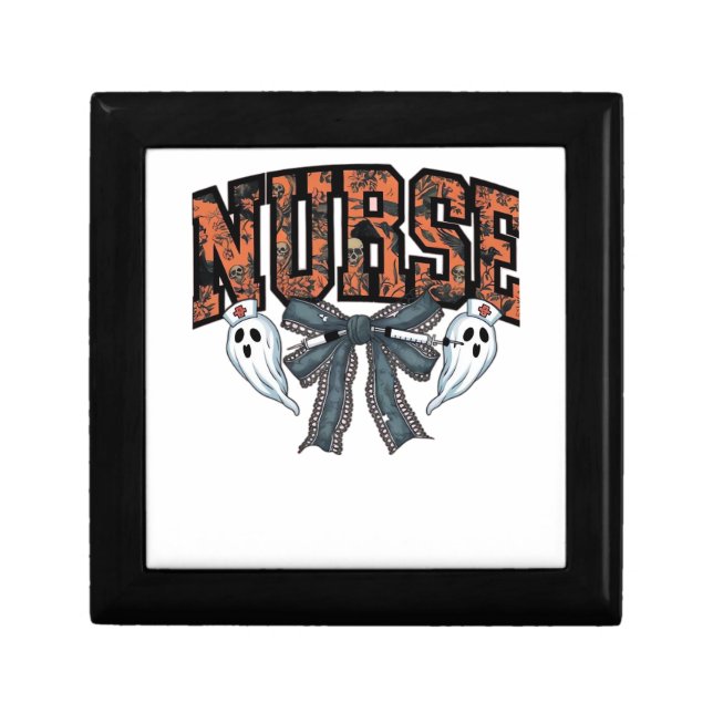 Halloween Nurse Scary Coquette Bow Classic T-Shirt Gift Box (Front)