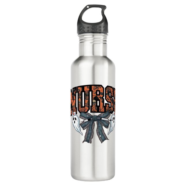 Halloween Nurse Scary Coquette Bow Classic T-Shirt Stainless Steel Water Bottle (Front)