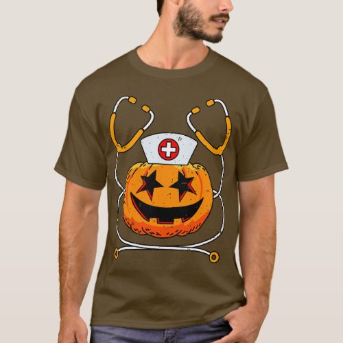 Halloween Nurse Shirt Funny Costume Jack O Lantern