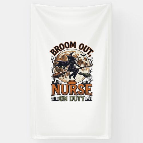 Halloween Nurse Shirt Funny Witch Broom Design_1 Banner