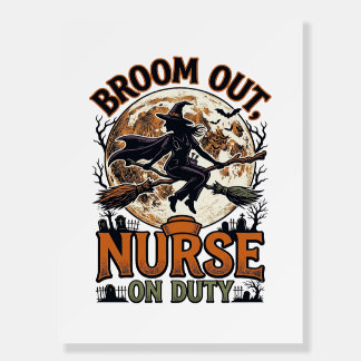Halloween Nurse Shirt Funny Witch Broom Design_1 Foam Board