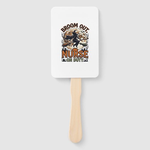 Halloween Nurse Shirt Funny Witch Broom Design_1 Hand Fan