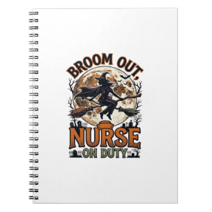 Halloween Nurse Shirt Funny Witch Broom Design_1 Notebook