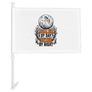 Halloween Nurse Shirt Vintage Engraving Spooky Nur Car Flag