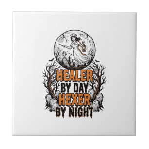 Halloween Nurse Shirt Vintage Engraving Spooky Nur Ceramic Tile