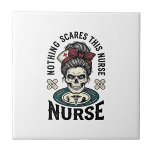 Halloween Nurse Shirt Vintage Skull Graphic_1 Ceramic Tile