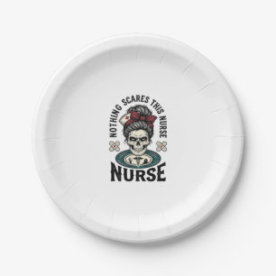 Halloween Nurse Shirt Vintage Skull Graphic_1 Paper Plates