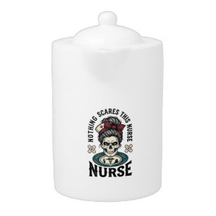 Halloween Nurse Shirt Vintage Skull Graphic_1 Teapot