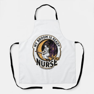 Halloween Nurse Shirt Vintage Witch Broom Design_1 Apron