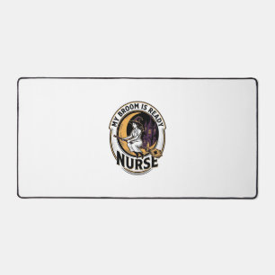 Halloween Nurse Shirt Vintage Witch Broom Design_1 Desk Mat