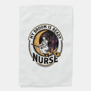 Halloween Nurse Shirt Vintage Witch Broom Design_1 Garden Flag