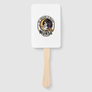 Halloween Nurse Shirt Vintage Witch Broom Design_1 Hand Fan