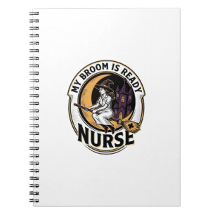 Halloween Nurse Shirt Vintage Witch Broom Design_1 Notebook