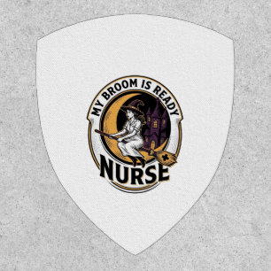 Halloween Nurse Shirt Vintage Witch Broom Design_1 Patch