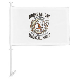 Halloween Nurse Shirt Witchy Medical Night Shift_1 Car Flag