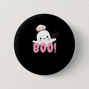 Halloween Nurse Shirts Women Boo! T-Shirt Ghost Nu Button
