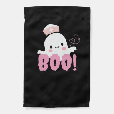 Halloween Nurse Shirts Women Boo! T-Shirt Ghost Nu Garden Flag