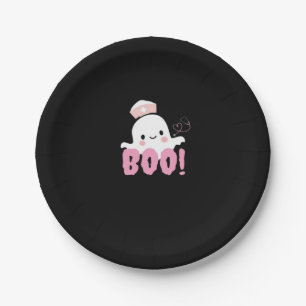 Halloween Nurse Shirts Women Boo! T-Shirt Ghost Nu Paper Plates