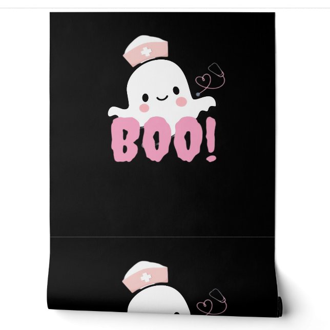 Halloween Nurse Shirts Women Boo! T-Shirt Ghost Nu Wallpaper (Unrolling)