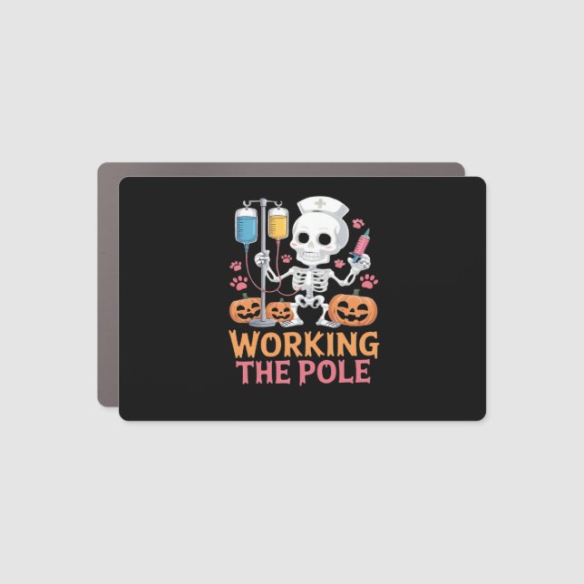 Halloween Nurse Skeleton Funny Joke Essential T-Sh Car Magnet (Front)
