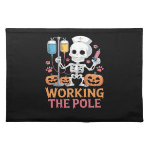 Halloween Nurse Skeleton Funny Joke Essential T-Sh Cloth Placemat