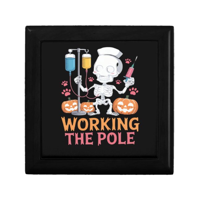 Halloween Nurse Skeleton Funny Joke Essential T-Sh Gift Box (Front)