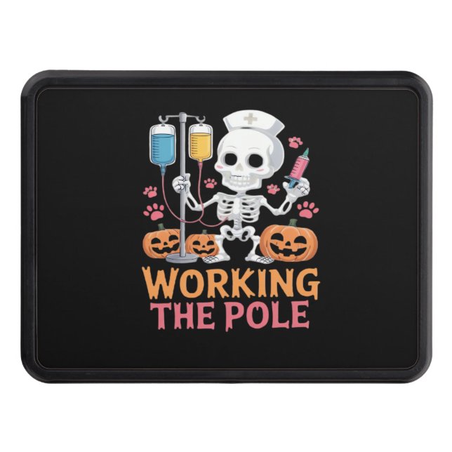 Halloween Nurse Skeleton Funny Joke Essential T-Sh Hitch Cover (Front)