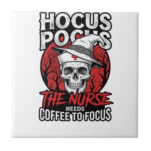 Halloween Nurse Skull Coffee Focus Vintage Shirt D Ceramic Tile