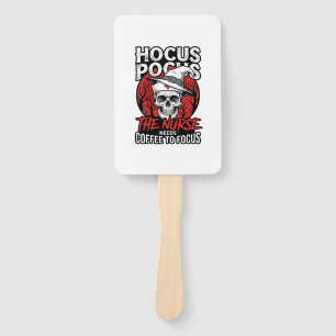 Halloween Nurse Skull Coffee Focus Vintage Shirt D Hand Fan