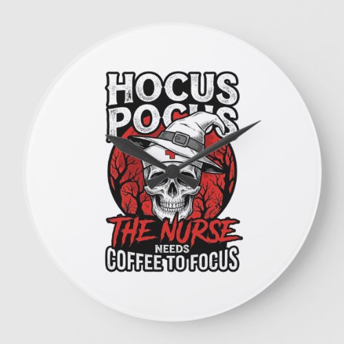 Halloween Nurse Skull Coffee Focus Vintage Shirt D Large Clock